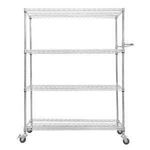 4 Tier Chrome Metal Wire Shelving for Commercial Warehouse