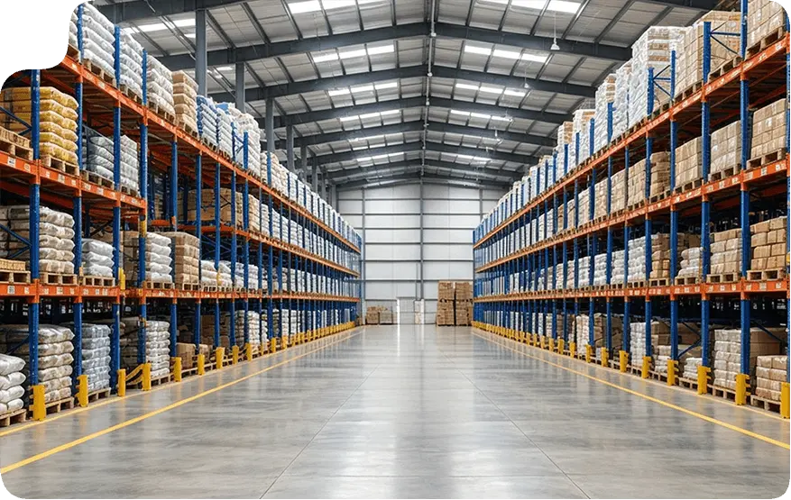 Pallet racking for agricultural seed, feed and fertilizer storage