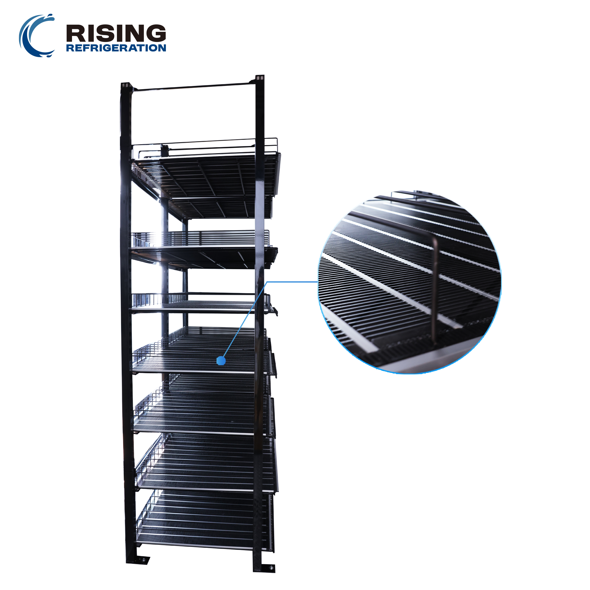 Walk In Cooler Shelf Rack Black Metal Shelving Refrigerator Display Racks Wire Shelf Supermarket Shelving Roller Shelf System