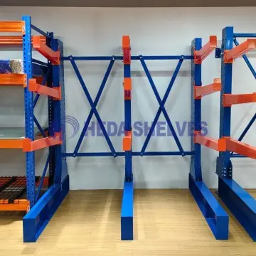 Heavy-duty cantilever racking for lumber, pipe and steel bar storage