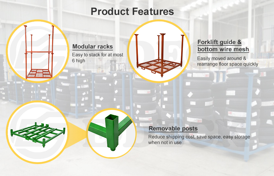 Warehouse Foldable Metal Steel Heavy Duty Portable Tire Racking System for Storage