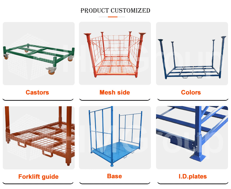 Customized Heavy Duty Transport Warehouse Metal Steel Stacking Folding Tire Storage Rack