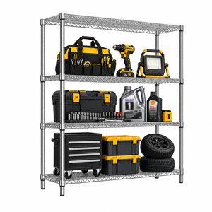 MZG Wholesale Boltless Chrome Garage Organizer Rack Modular 4-Tier Large Heavy Duty Steel Wire Shelving System