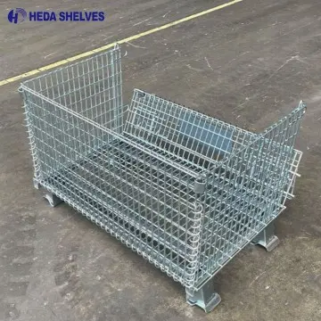 Industrial wire mesh container for bulk warehouse parts