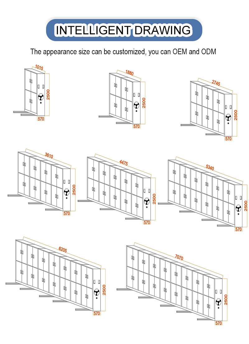 Manual Mobile Steel Adjustable Compact Shelving High Density Archive Storage Shelves Warehouse Hospital School Office Workshop