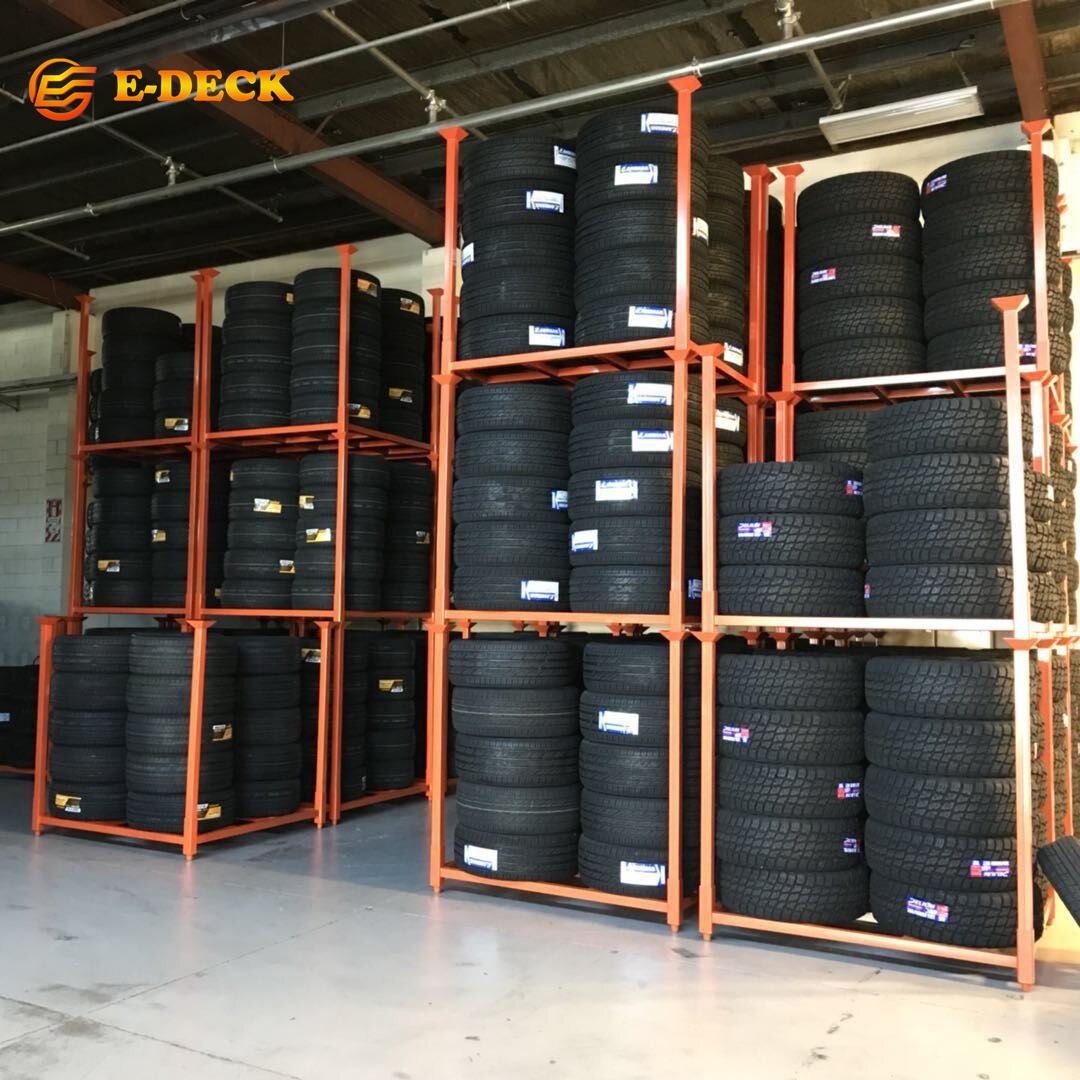 Warehouse Foldable Metal Steel Heavy Duty Portable Tire Racking System for Storage
