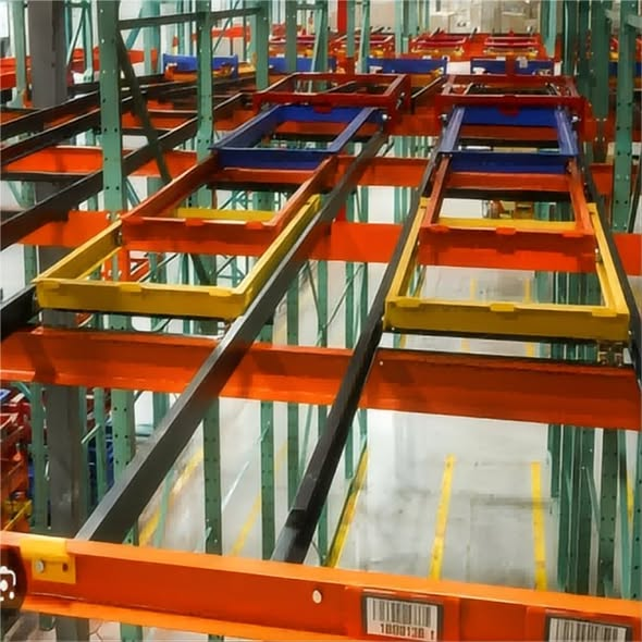 Forklift Friendly Steel Push Back Pallet Racking CE/ISO Certified 1000-2000kg Capacity 2-5 Pallet Deep Bulk Carton Goods Factory
