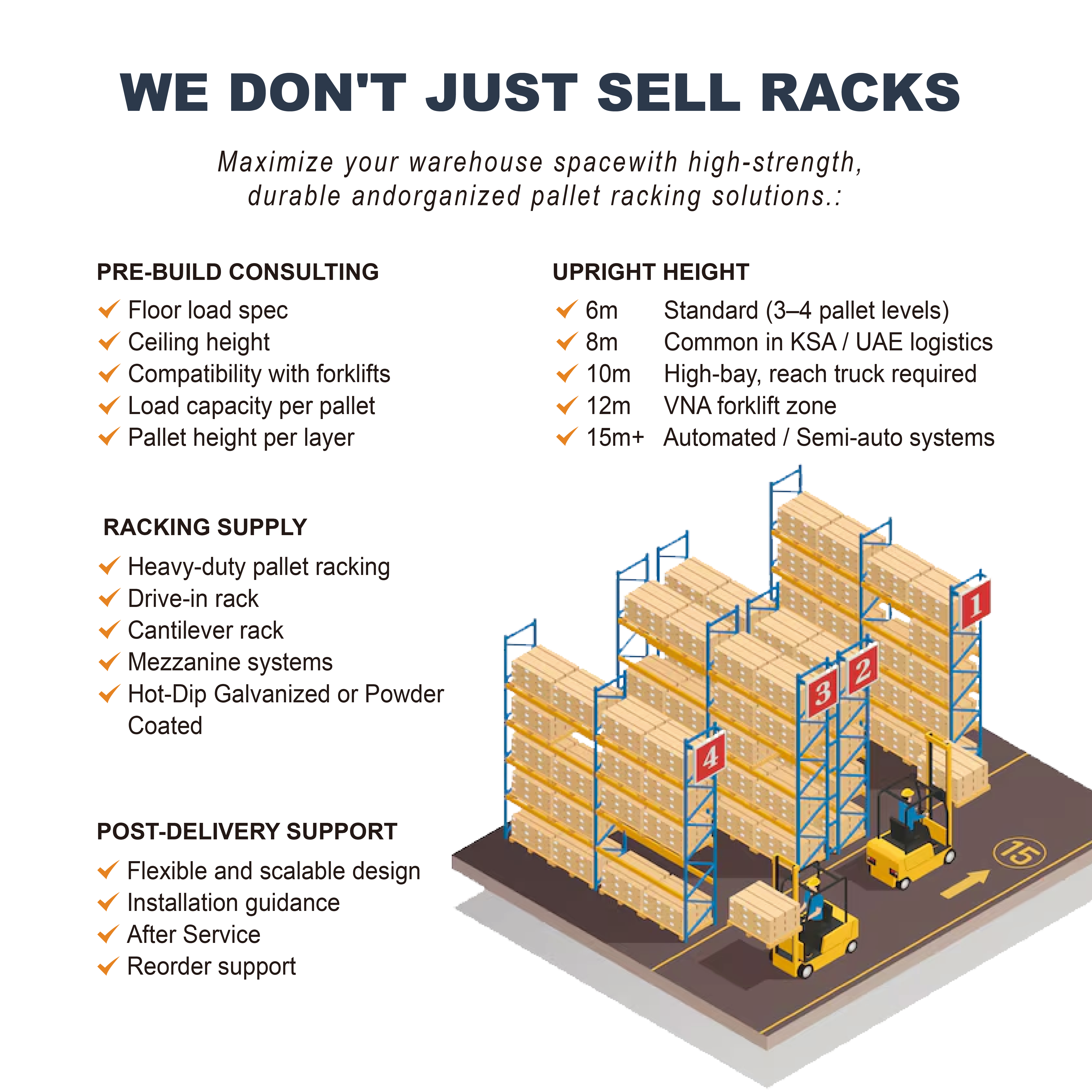 GUCI Large Scale Project Double Deep Pallet Racking System Heavy Duty Industrial Storage Solution for Warehouse