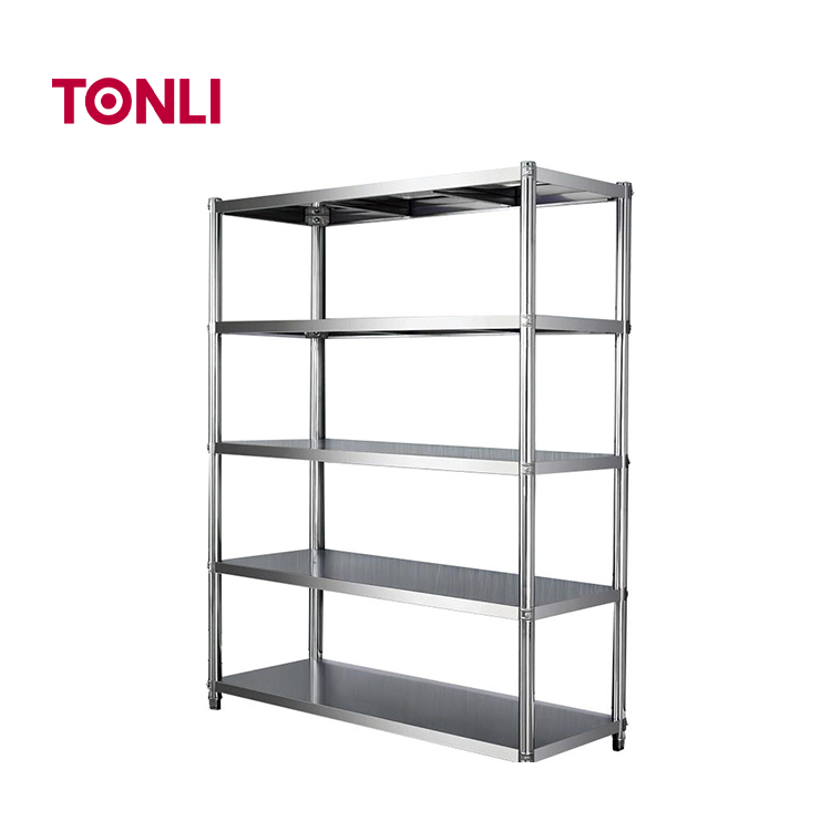 Commercial Heavy Duty Stainless Steel Display Shelves Adjustable Height Legs 300kg/m Load Capacity for Restaurant Kitchens