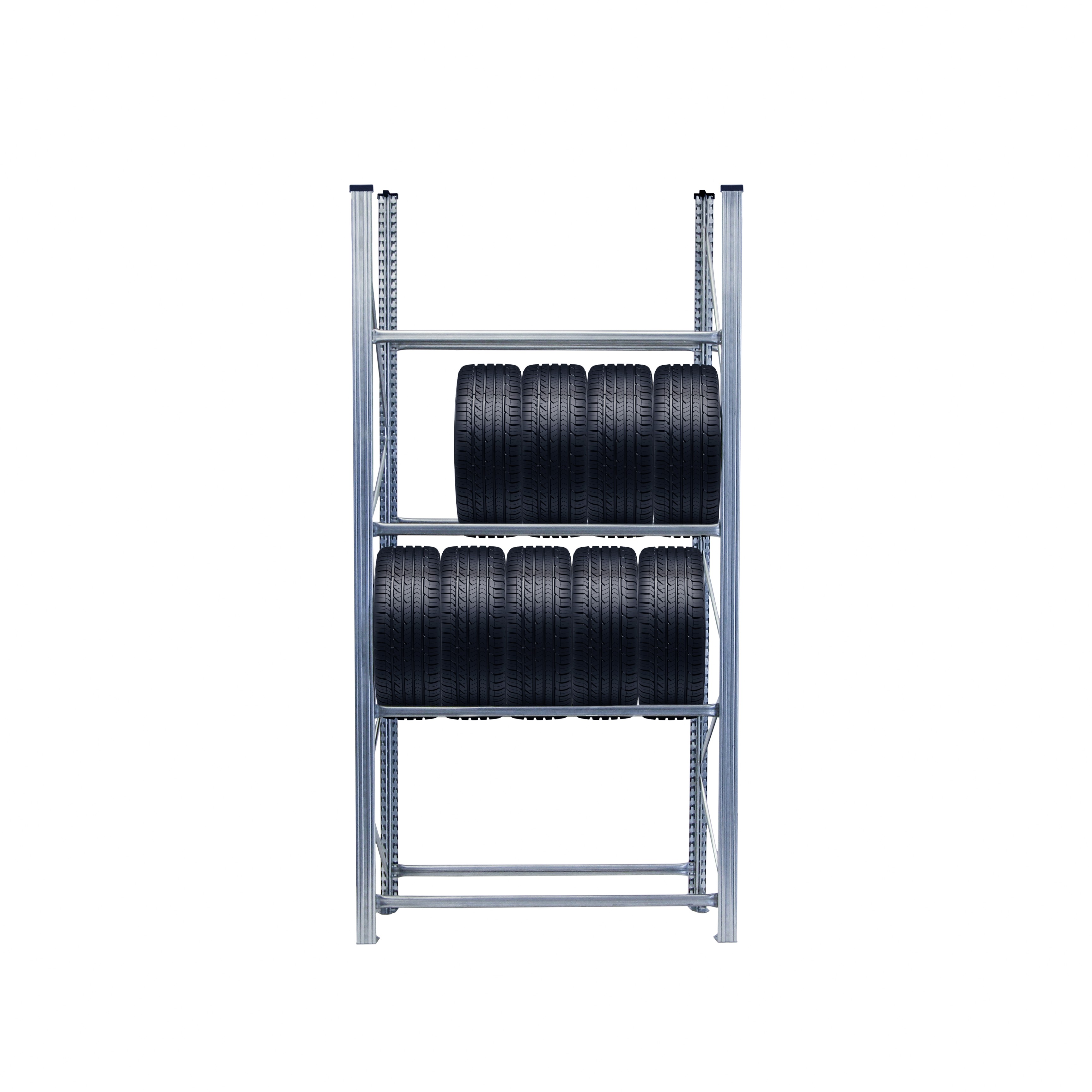Hot Sale Heavy-Duty Adjustable Galvanized Steel 2-Layer Stacking Rack for Tire Storage & Warehouse
