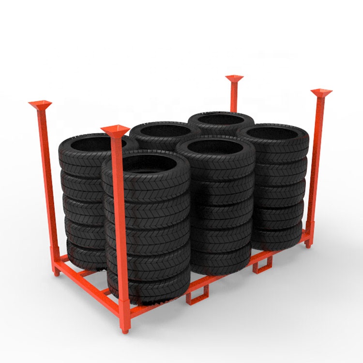 Factory Supply Industrial Logistics Foldable Stacking Rack Rolling Steel Cage Trolley Metal Shelves for Putting Cargo and Tires