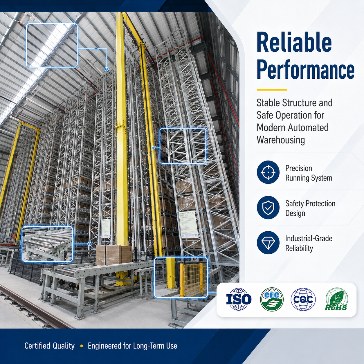 ASRS Stacker Crane Racking Automated Storage Retrieval System Heavy Duty Pallet Rack For Warehouse Logistics