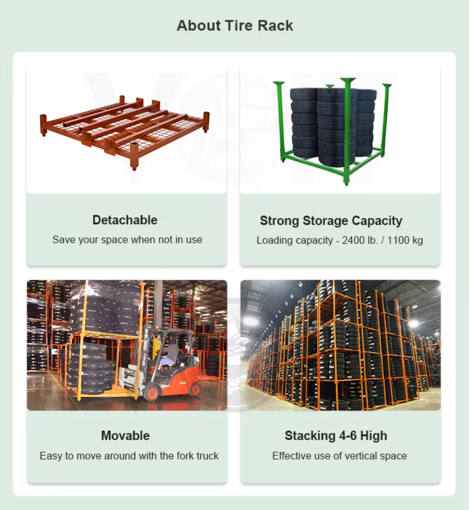 Industrial Warehouse Heavy-Duty Detachable Steel Passengers Tire Storage Rack