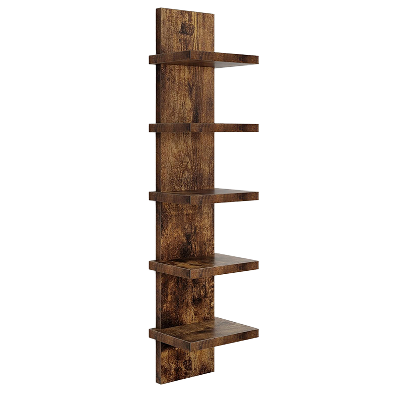 Modern 5-story Wooden Wall-mounted Storage Display Kitchen Bookshelf Rack