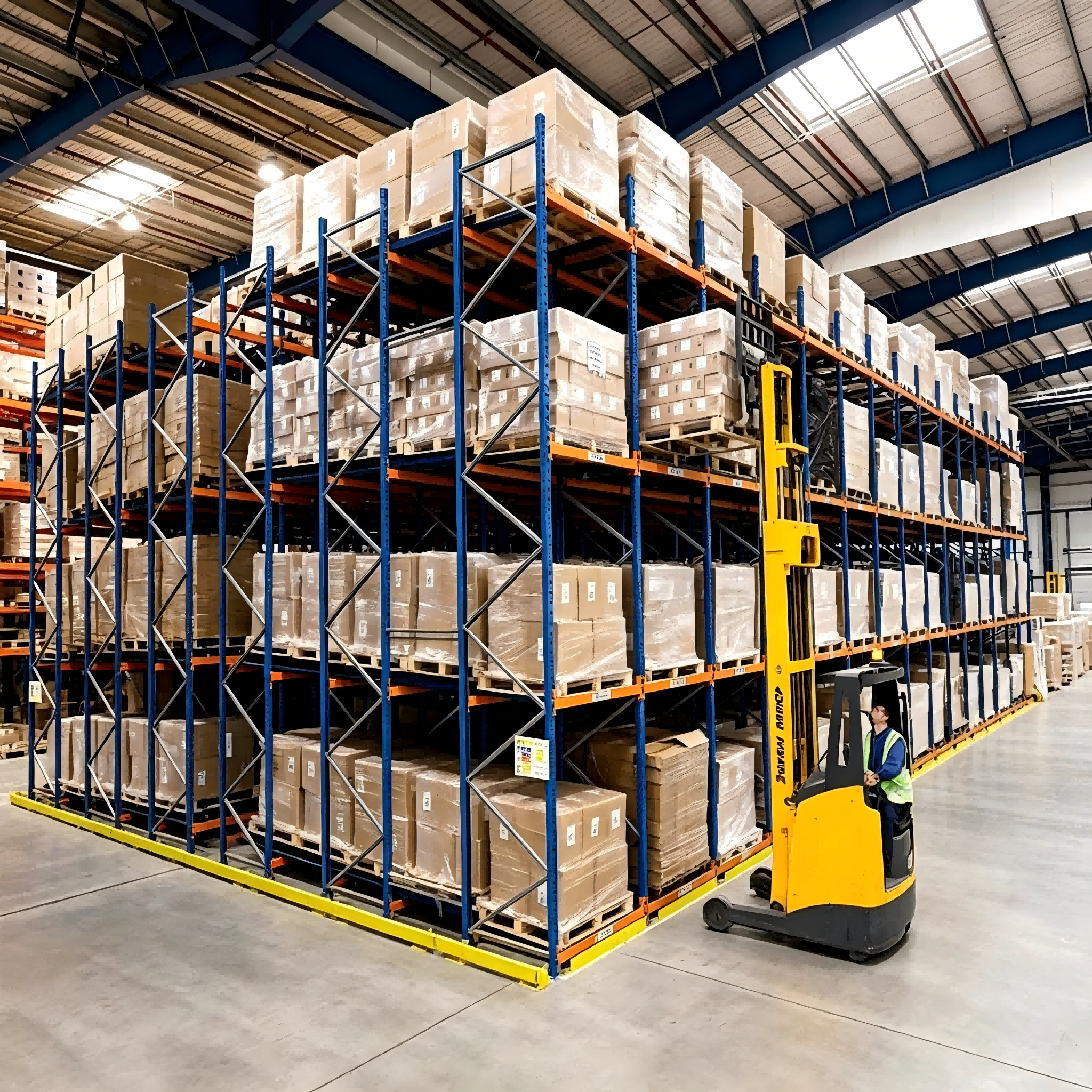 Push Back Pallet Racking + Forklift Operated Push Back Rack for 3PL Logistics Warehouse Batch Inventory Storage