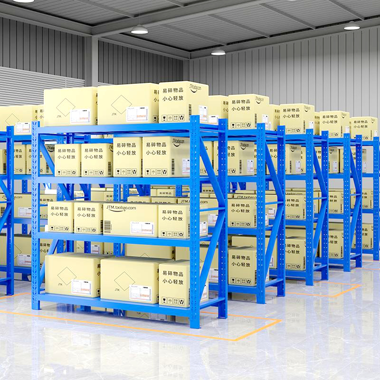 Metal Stacking Shelves 300kg 500kg Warehouse Racking Iron Shelving Stacking Racks &amp; Shelves Light Duty Warehouse Storage Rack