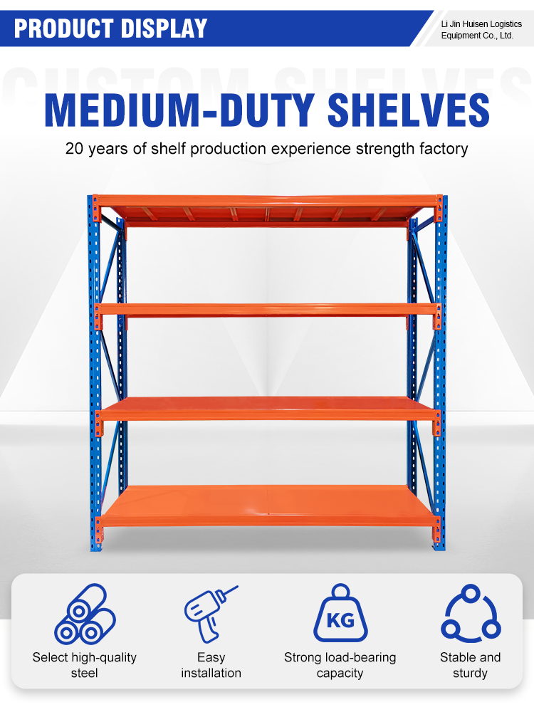 Adjustable Galvanized Steel Boltless Medium Duty Durable Industrial Warehouse Rack Shelves Space Saving Custom Project Design