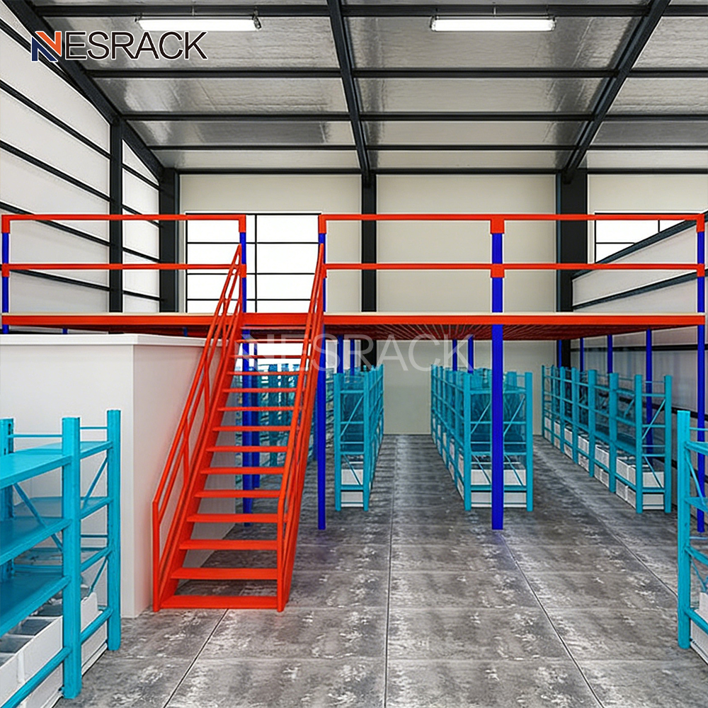 Customized Office Mezzanine System Elevator 2-3 Floors Stairs 500-3000kg Per Sqm Selective Pallet Racks Mezzanine Platform