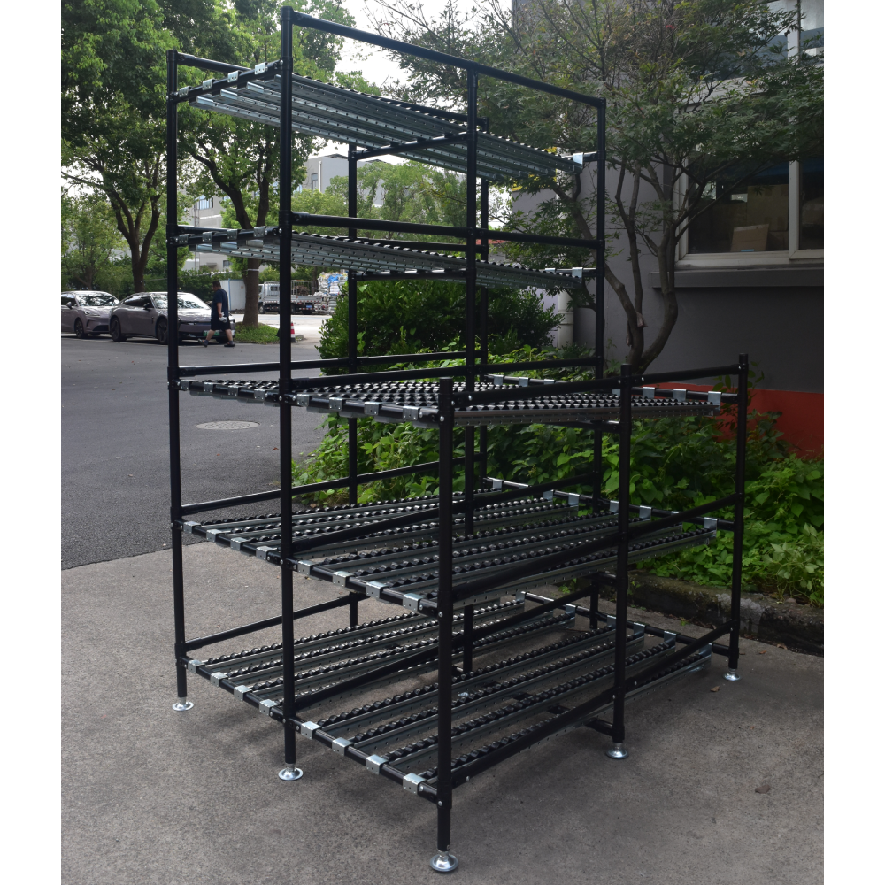 Lean Pipe Flow Rack Roller Sliding Shelf Warehouse Production Line Material Storage Flow Through Racking System