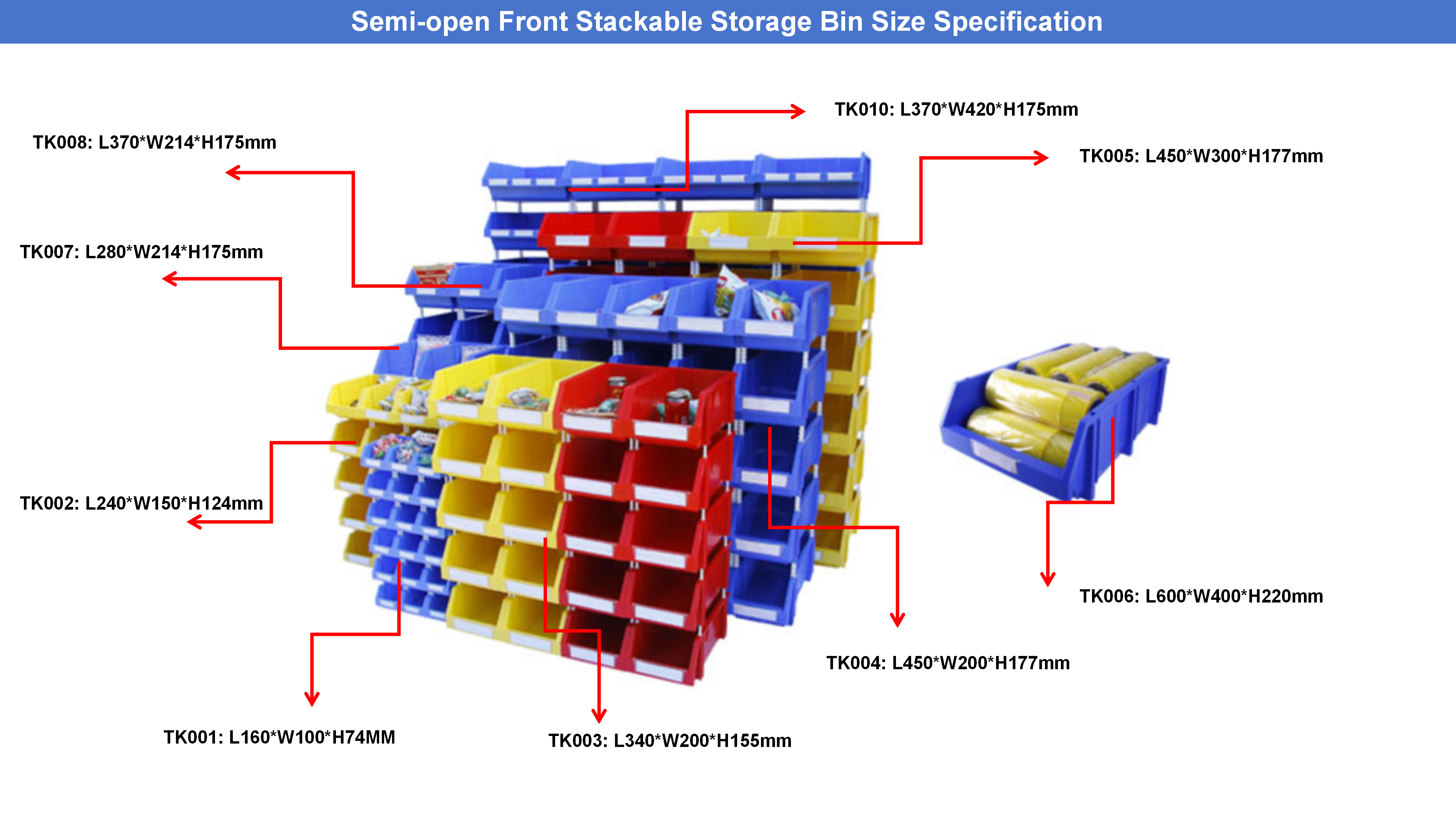 INORDER Semi-Open Stacking Warehouse Bin Additional Models