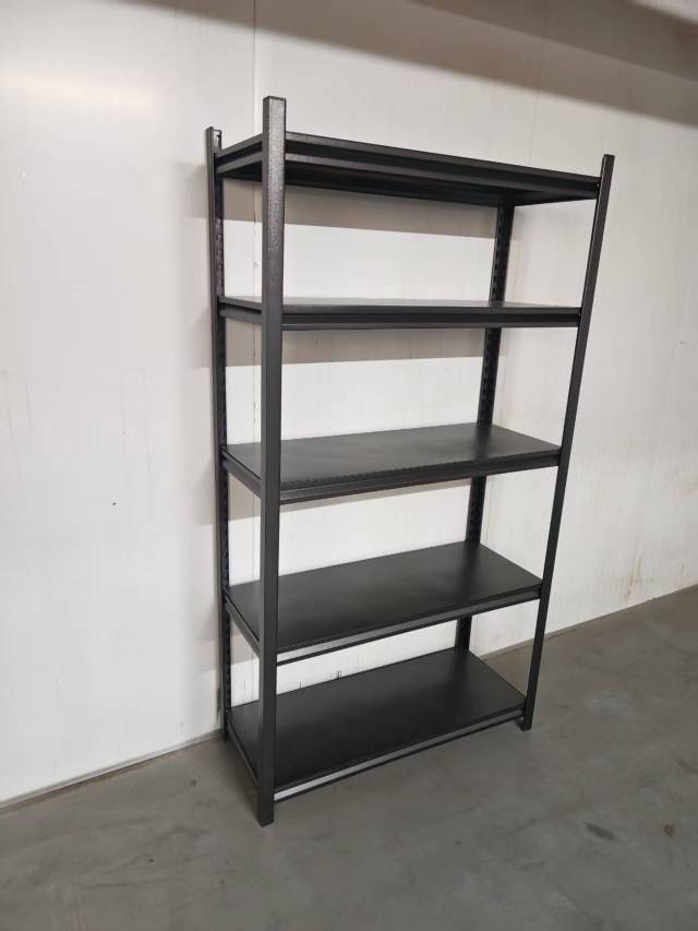 5-Tier Adjustable Steel Black White Heavy Duty Card Slot Assembly Powder Coated Customizable Length Carton Storage Shelving Unit