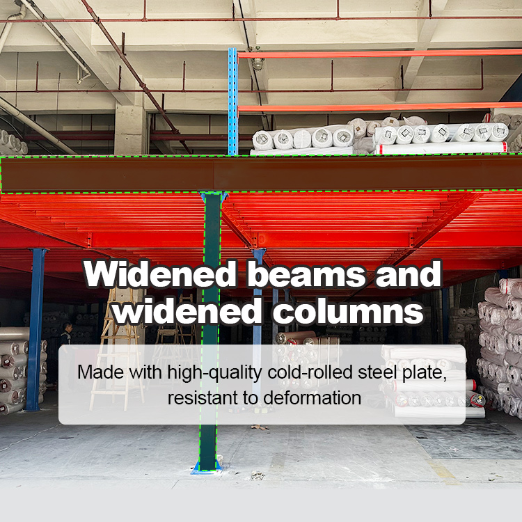 Customize Heavy Duty Boltless Powder Coated Mezzanine Rack Attic/Loft Shelf Beam 500kg/sqm Load Capacity for Warehouse Storage