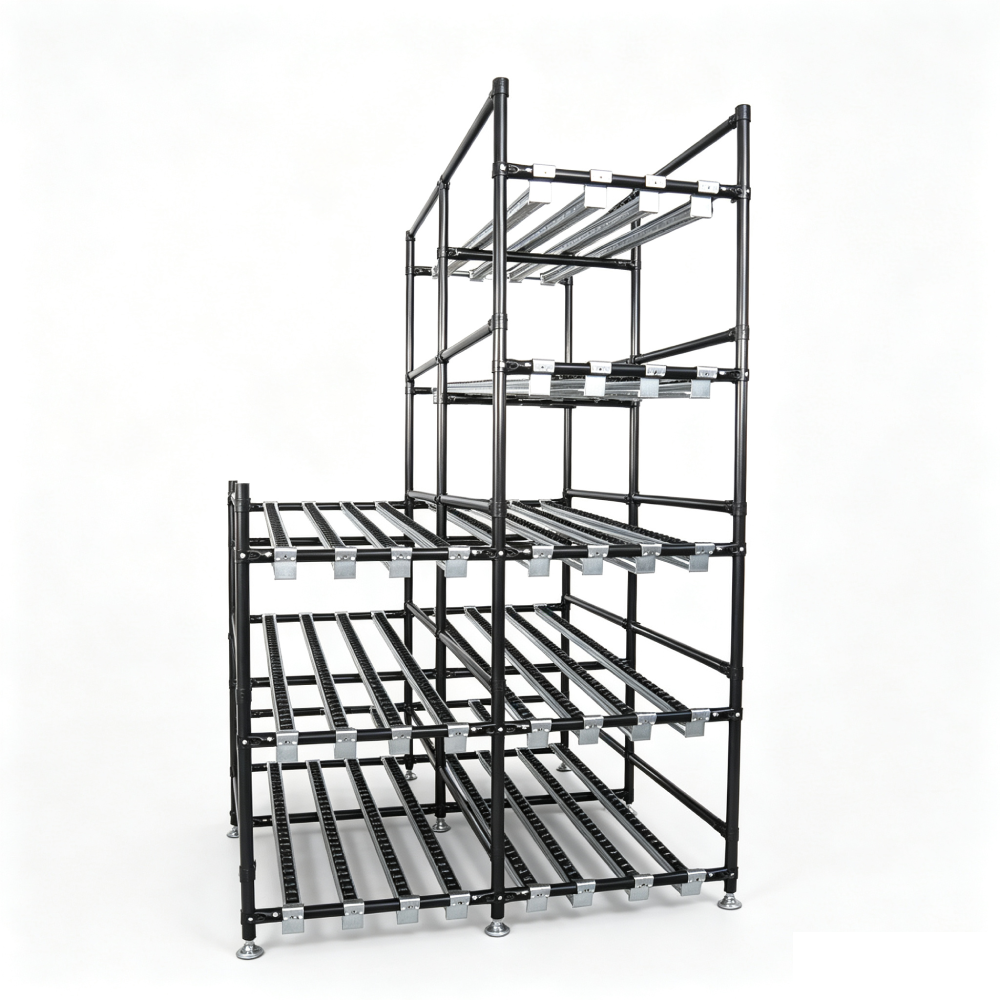 Lean Pipe Flow Rack Roller Sliding Shelf Warehouse Production Line Material Storage Flow Through Racking System