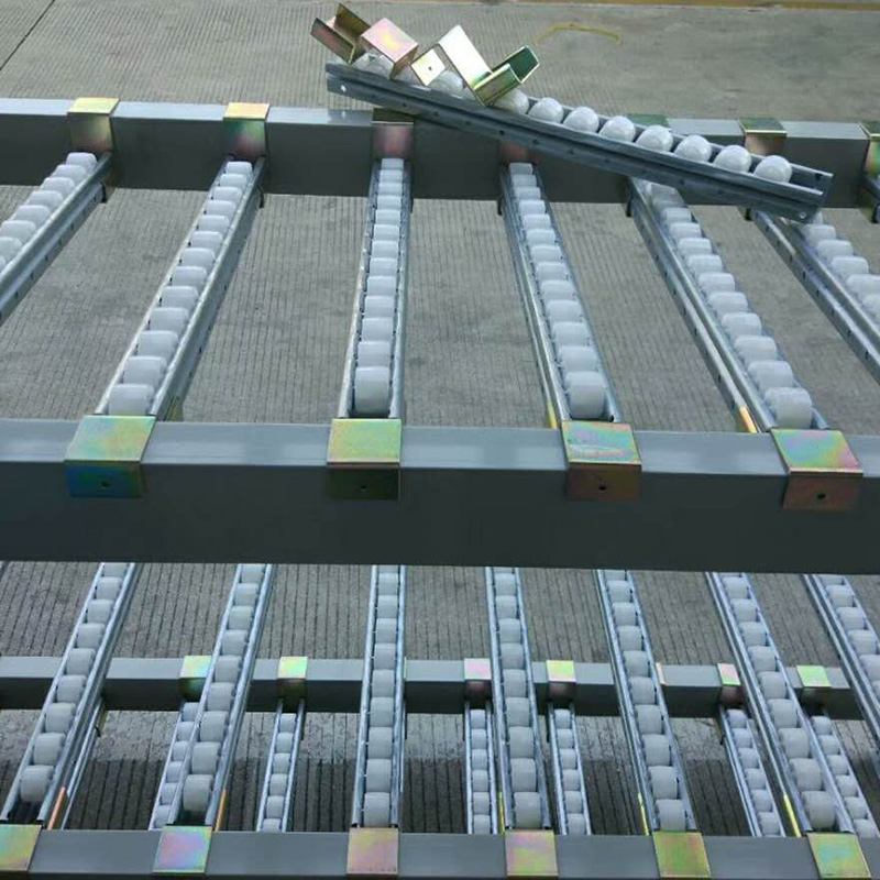 Warehouse Flow Through Sliding Wheel Pipe Roller Track Pallet Racking